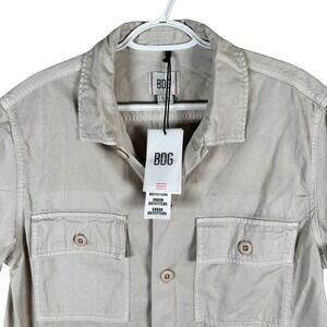 NEW BDG Urban Outfitters Shirt Button Up Mens L Sand Sable Short Sleeve Canvas